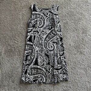 AB Studio Size L Black & White Paisley Sleeveless Dress
